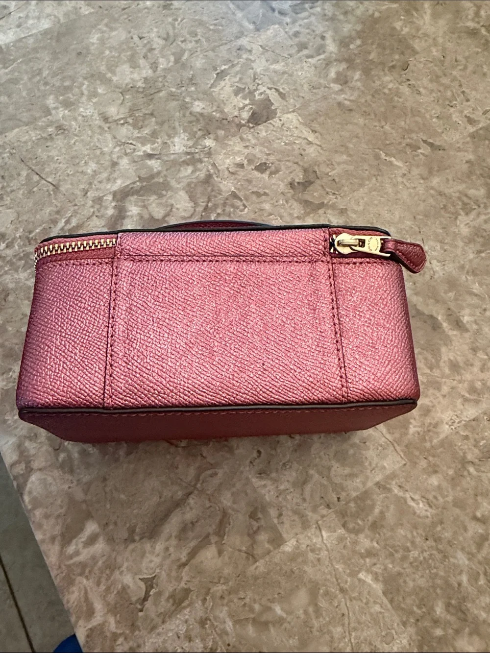 Coach Rose Pink Saffiano Jewelry case  with Gold Logo GUC suede inside